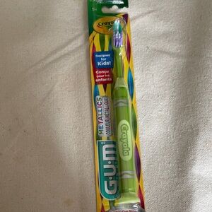 Crayola GUM Metallic Kids Toothbrush with Green Handle